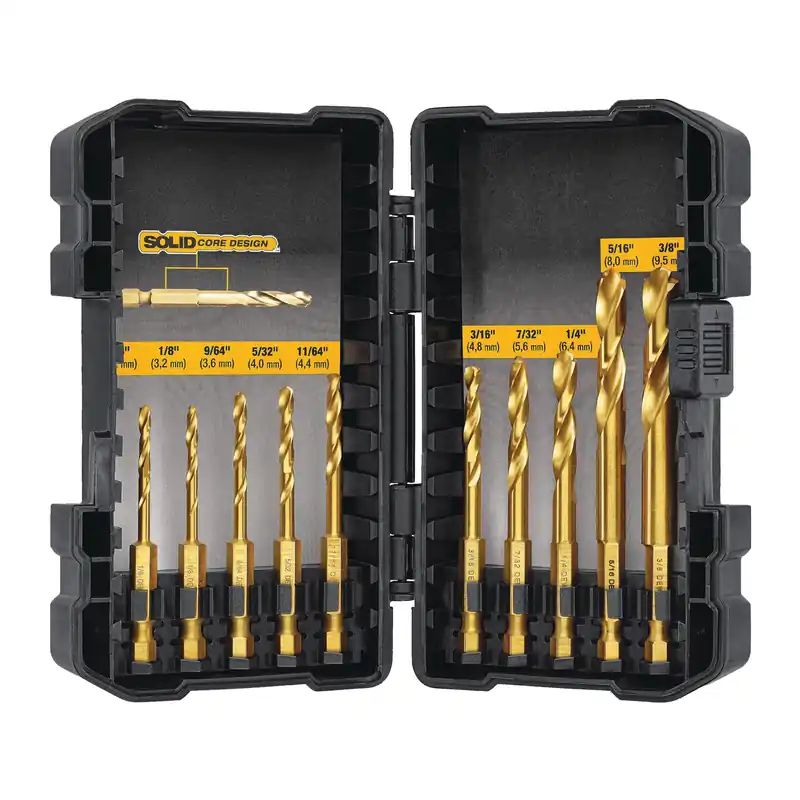 DEWALT IMPACT READY Series DD5160/DD5060 Impact Drill Set, 10-Piece, Steel, Titanium In Demand