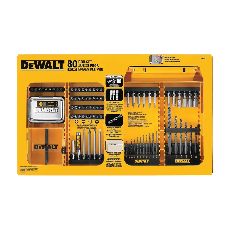 Hassle-Free Returns DEWALT DWAMF1280 Combination Drill and Driver Bit Set, Professional, 80-Piece, Steel, Black Oxide