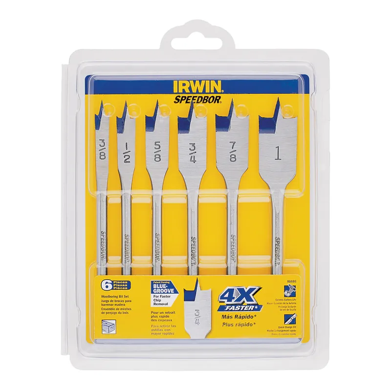 Top Pick Irwin 88886 Spade Bit Set, Standard, 6-Piece, HSS