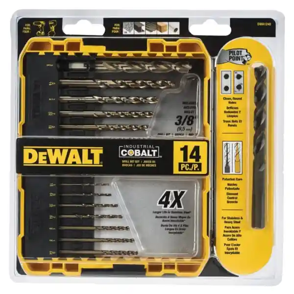 Mega Sale DEWALT DWA1240/DW1263 Drill Bit Set, Industrial, 14-Piece, Cobalt Steel, Ferrous Oxide