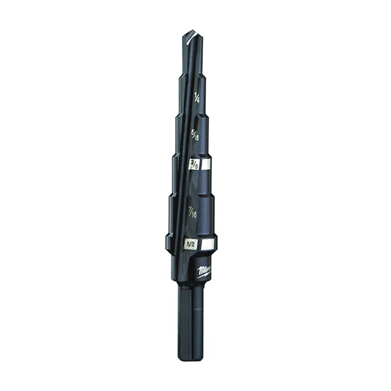 Milwaukee 48-89-9202 Step Drill Bit, 3/16 to 1/2 in Dia, 3-5/64 in OAL, 2-Flute, 1/4 in Dia Shank, Flat Shank Factory Price