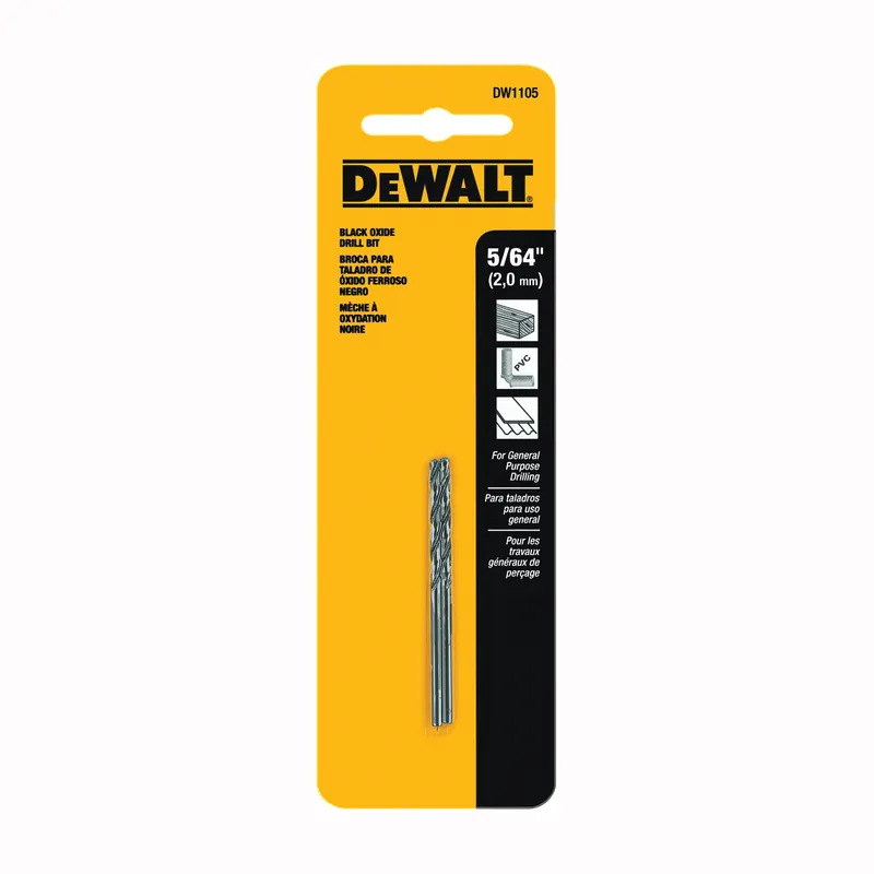 DEWALT DW1105 Jobber Drill Bit, 5/64 in Dia, 2 in OAL, Parabolic Flute, 5/64 in Dia Shank, Round Shank Budget