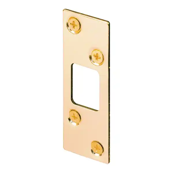 Defender Security E2235 Deadbolt Strike Plate, 3-5/8 in L, 1-1/4 in W, Steel, Brass Exclusive