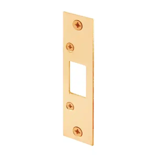 Authentic Defender Security E 2432 Deadbolt Strike Plate, 4-7/8 in L, 1-1/8 in W, Steel, Brass