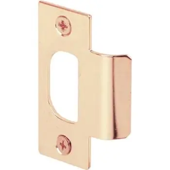 Discount Defender Security E2284 Door Strike Plate, 2-3/4 in L, 1-1/8 in W, Brass, Polished