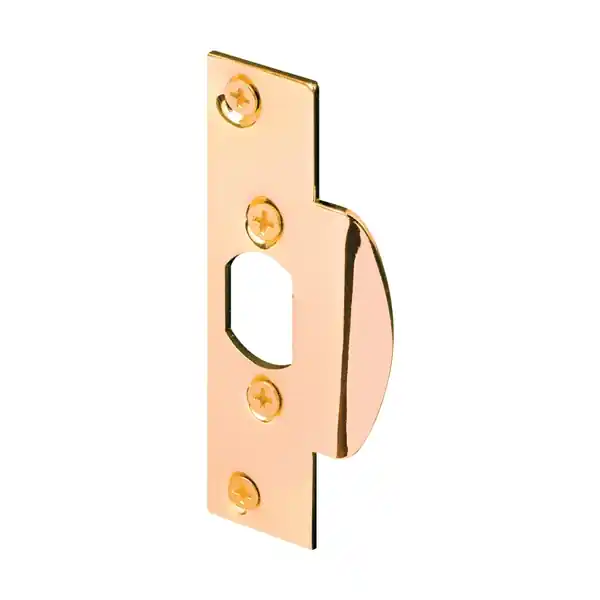 High Quality Defender Security U 9422 Door Strike Plate, 4-1/4 in L, 1-1/8 in W, Steel, Brass