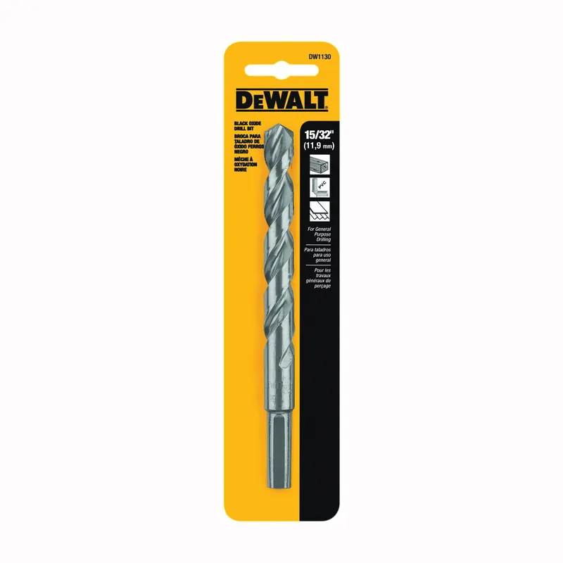 DEWALT DW1130 Jobber Drill Bit, 15/32 in Dia, 5-7/8 in OAL, Parabolic Flute, 15/32 in Dia Shank, Round Shank New Arrival