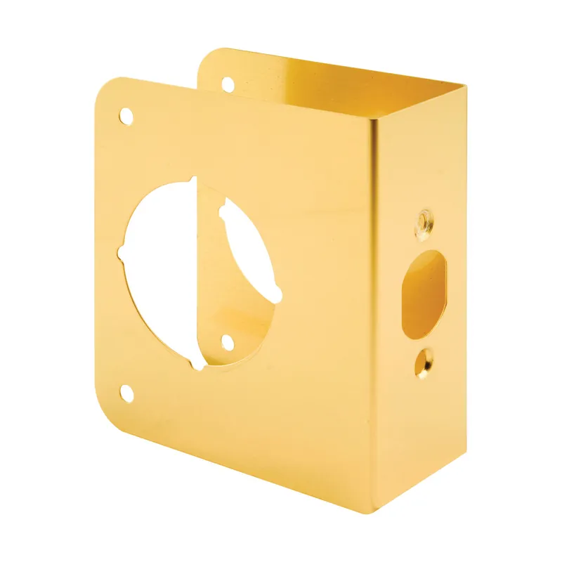 Budget Prime-Line U 9556 Lock and Door Reinforcer, 2-3/8 in Backset, 1-3/4 in Thick Door, Brass, Brass, 4-1/2 in H, 3-7/8 in W