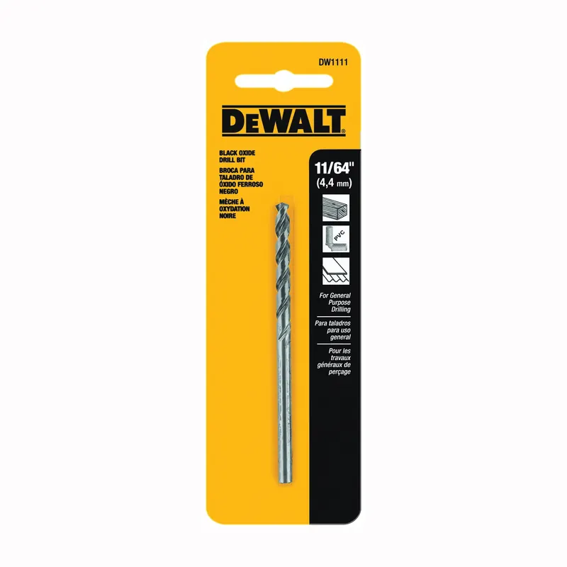 DEWALT DW1111 Jobber Drill Bit, 11/64 in Dia, 3-1/4 in OAL, Parabolic Flute, 11/64 in Dia Shank, Round Shank Limited Edition