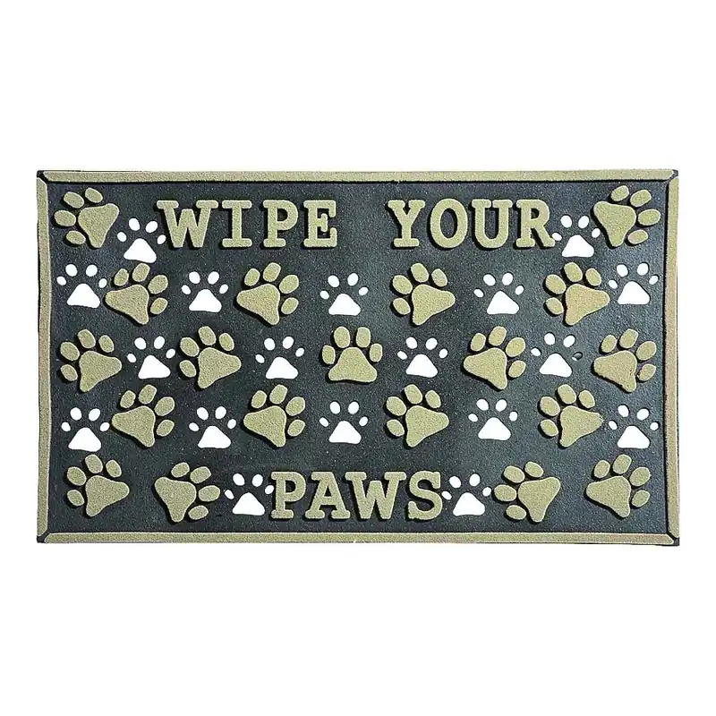 Simple Spaces 08ABSHE-55 Door Mat, 30 in L, 18 in W, Paw Imprint Pattern, Polyester Surface Handmade