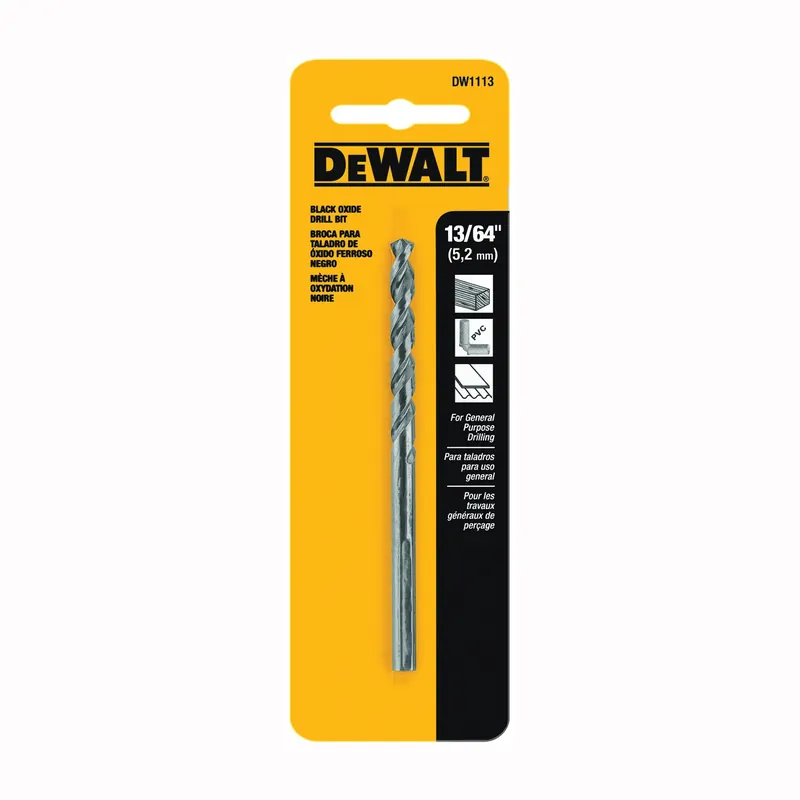 Free Returns DEWALT DW1113 Jobber Drill Bit, 13/64 in Dia, 3-5/8 in OAL, Parabolic Flute, 13/64 in Dia Shank, Round Shank