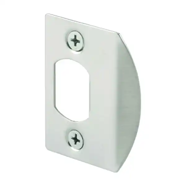 Markdown Defender Security E 2456 Door Strike Plate, 2-1/4 in L, 1-7/16 in W, Steel, Satin Nickel