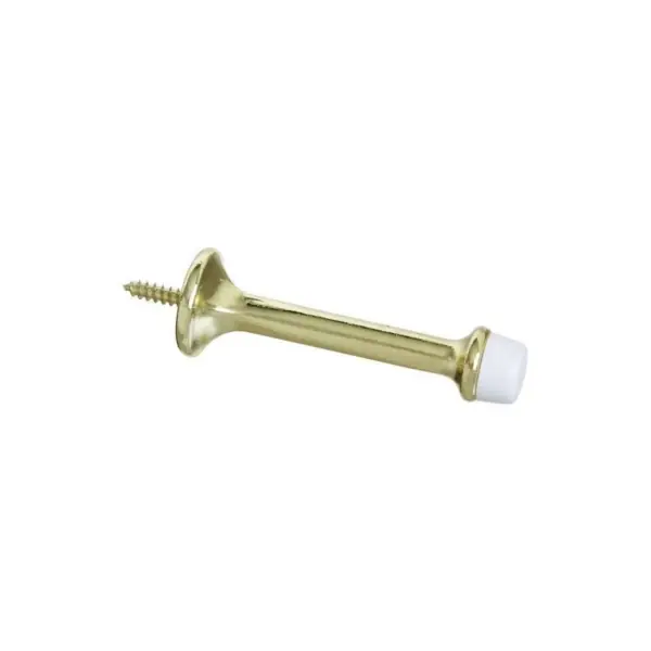 National Hardware N199-372 Door Stop, 3-1/2 in L, 3 in Projection, Die-Cast Zinc/Rubber, Brass Genuine