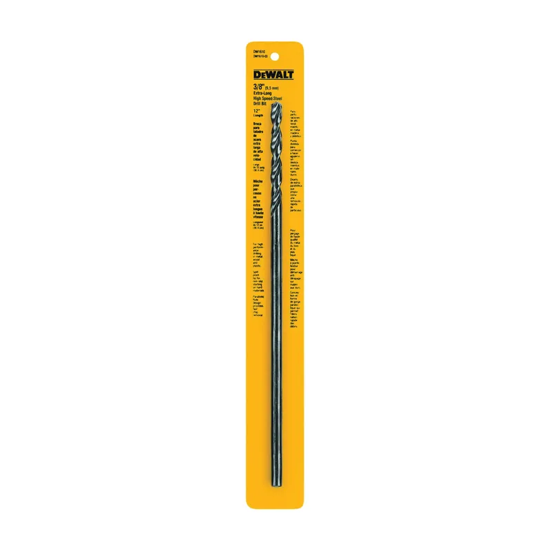 Express Delivery DEWALT DW1610 Drill Bit, 3/8 in Dia, 12 in OAL, Spiral Flute, 3/8 in Dia Shank, Round Shank