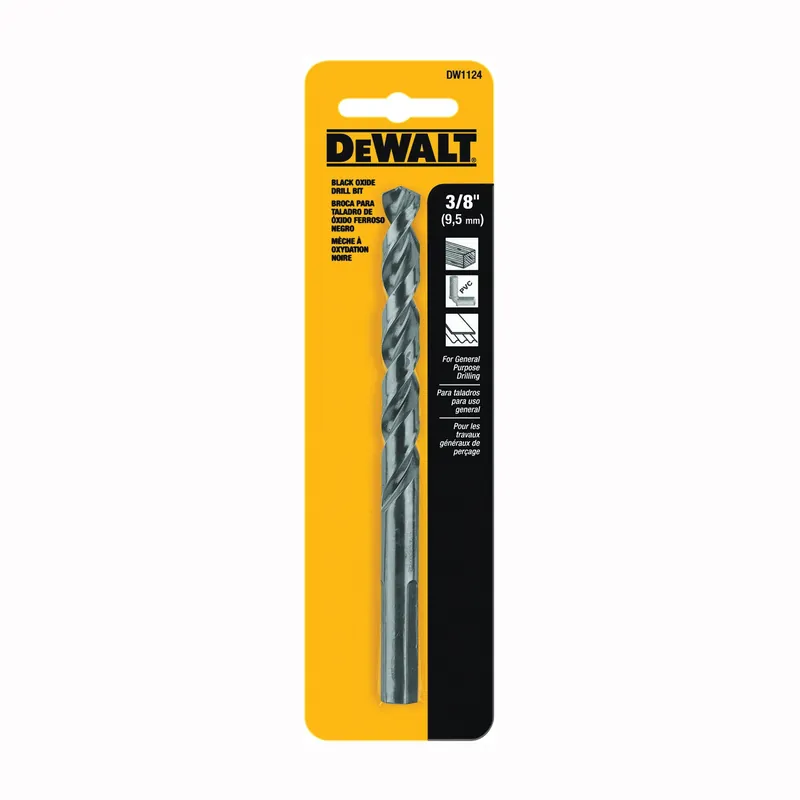 DEWALT DW1124 Jobber Drill Bit, 3/8 in Dia, 5 in OAL, Parabolic Flute, 3/8 in Dia Shank, Round Shank Popular