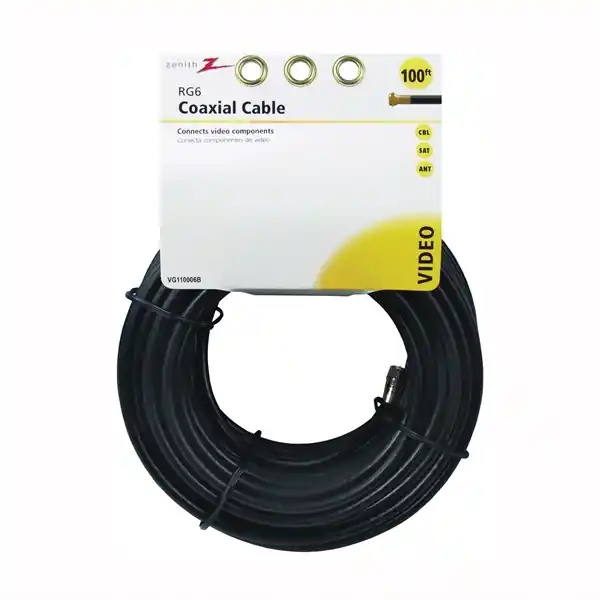 Zenith VG110006B RG6 Coaxial Cable, F-Type, F-Type, 18 AWG Wire Free Shipping
