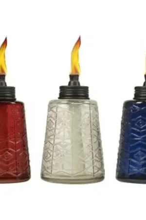 Tiki 1117060 Table Torch, Blue/Clear/Red, 5 hr Burn Time Buy Online