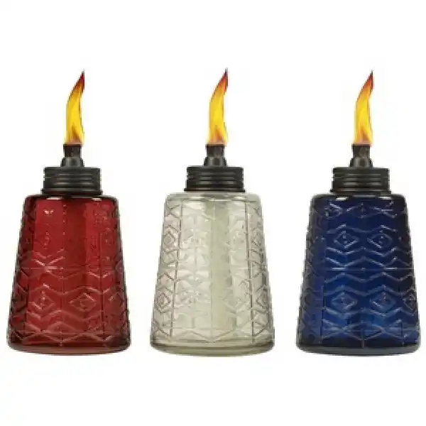 Tiki 1117060 Table Torch, Blue/Clear/Red, 5 hr Burn Time Buy Online
