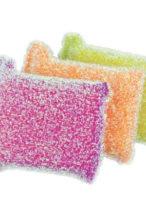 Casabella 8511305 Sparkle Scrub Sponge, 3-1/2 in L, 4-1/4 in W, 1-1/8 in Thick, Lime/Orange/Plum Discount