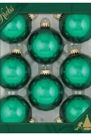 Shop Now Krebs CBK70109 Ball Ornament, Gold Caps, Glass, Emerald Green