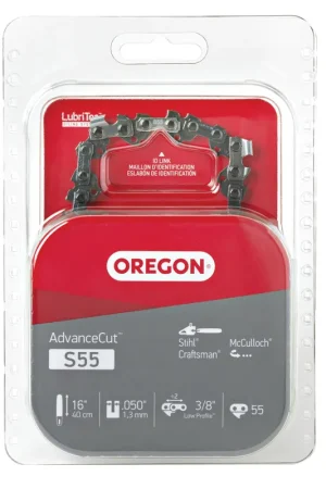 Top Rated Oregon S55 Chainsaw Chain, 16 in L Bar, 3/8 in TPI/Pitch, 55-Link