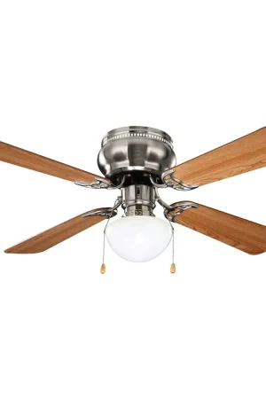 Trending Boston Harbor 42-742T-MR-EN-BN Ceiling Fan, 4-Blade, Dark Walnut/Cherry Blade, 42 in Sweep, 3-Speed, With Lights: Yes