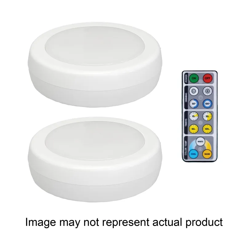 Westek BL-PCCT-W3 Series Adjustable Puck Light, 3.37 in Dia, AA Battery, LED Lamp, 80 Lumens, White, 3/CD Affordable
