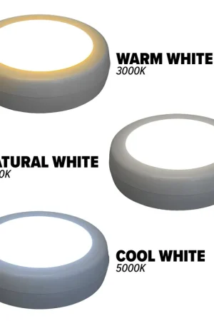 Westek BL-PCCT-W2 Series Adjustable Puck Light, 3.37 in Dia, AA Battery, LED Lamp, 80 Lumens, White, 2/CD Luxury