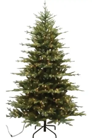 Deal Santas Forest 61944 Pre-Lit Cascade Noble Fir Tree, 4 ft H, Nobel Fir Family, Mini Bulb, Multi/Clear Light