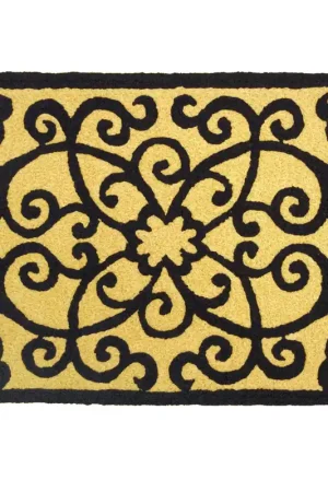 Special Offer Jellybean JB-HC027 Accent Rug, 30 in L, 20 in W, Rectangular, Frontgate Pattern, Polyester Rug, Black/Tan