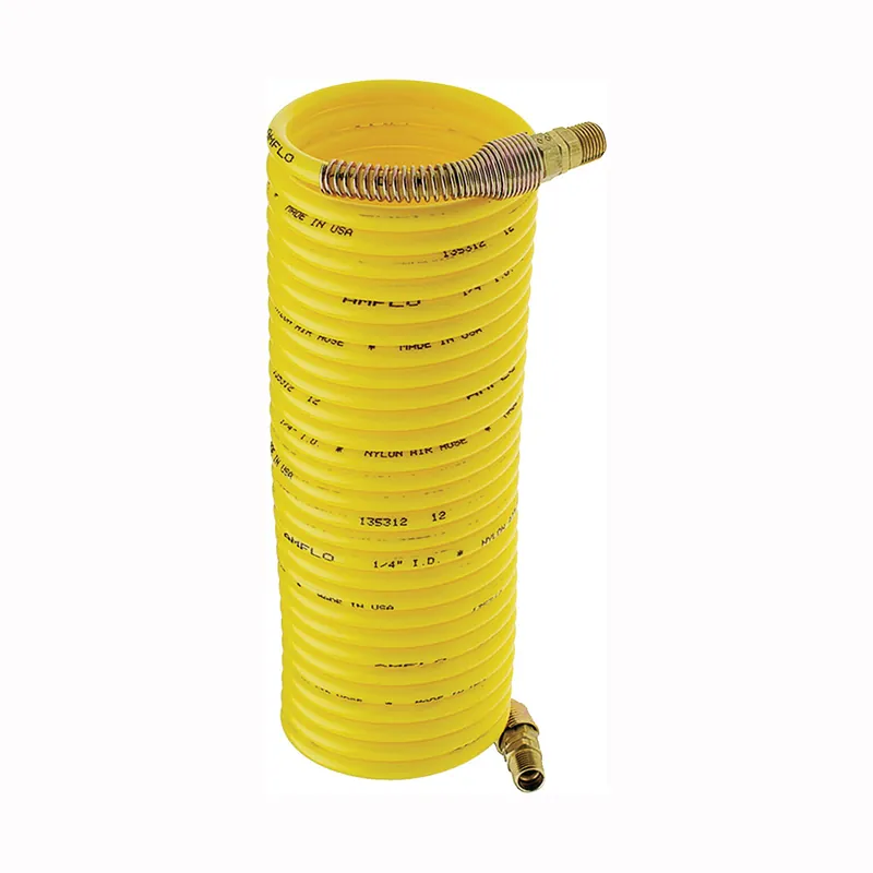 Amflo 4-25E-RET Air Hose, 1/4 in OD, 25 ft L, MNPT, 200 psi Pressure, Nylon, Yellow Affordable
