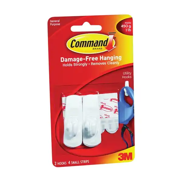 Top Pick Command 17002 Utility Hook, 1 lb, 2-Hook, Plastic, White