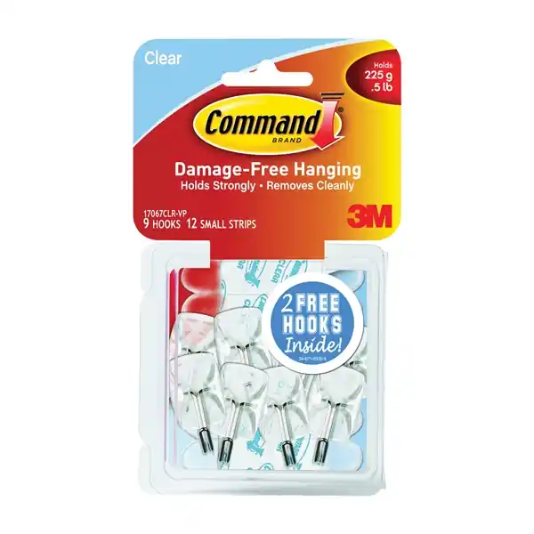 Command 17067CLR-VP Wire Hook, 1-5/8 in L x 3/4 in W x 3/4 in H Dimensions, 0.5 lb, 9-Hook, Plastic, Clear Express Delivery