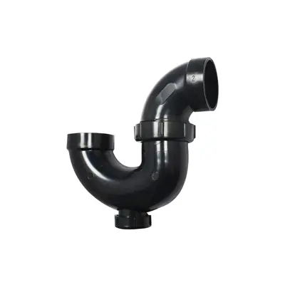 Canplas 103211NBC P-Trap with Union, 1-1/2 in, Hub, ABS, Black Money Back Guarantee