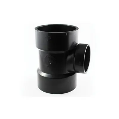Canplas 102130LBC Reducing Sanitary Pipe Tee, 3 x 2 in, Hub, ABS, Black Brand New