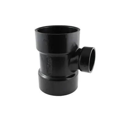 Top Rated Canplas 102131LBC Reducing Sanitary Pipe Tee, 3 x 1-1/2 in, Hub, ABS, Black