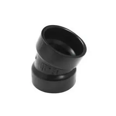 Canplas 102551BC Pipe Elbow, 1-1/2 in, Hub, 22.5 deg Angle, ABS, Black Certified