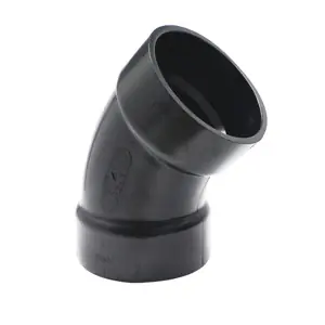 Professional Grade Canplas 102504BC Long Turn Elbow, 4 in, Hub, 45 deg Angle, ABS, Black