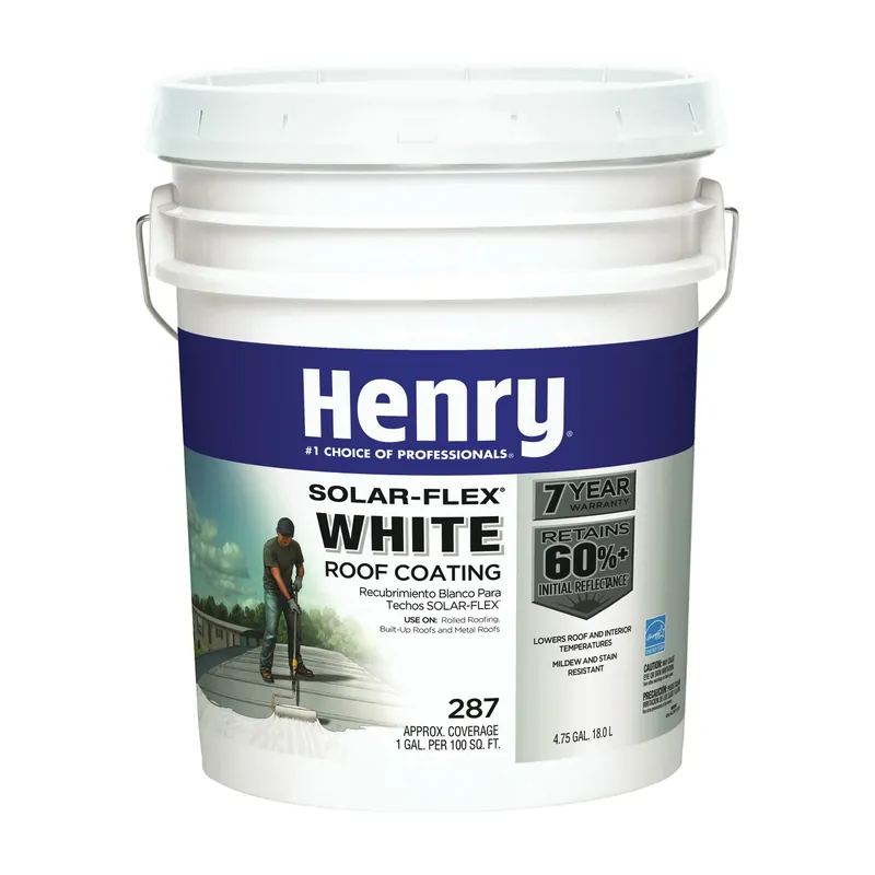 Henry HE287SF871 Elastomeric Roof Coating, White, 5 gal Pail, Cream Time-Limited