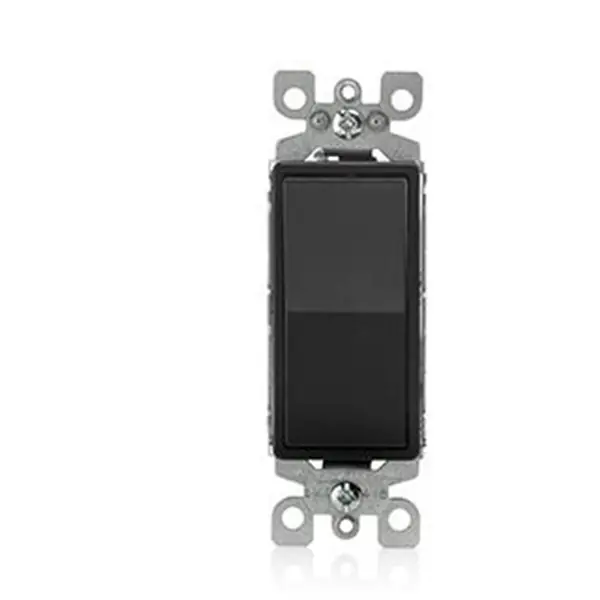 Leviton R65-05601-2ES Rocker Switch with Ground Screw, 15 A, 120/277 V, SPST, Lead Wire Terminal, Black Fast Shipping