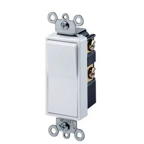 Leviton R58-05604-2WS Rocker Switch with Ground Screw, 15 A, 120/277 V, 4-Way, Lead Wire Terminal, White Today Only