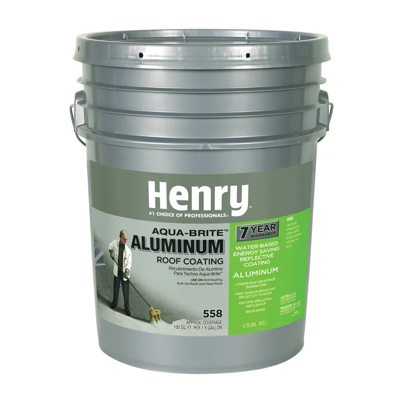Henry HE558178 Roof Coating, Compositions: Water, Petroleum Asphalt, Talc, Aluminum, Clays, Acrylic Polymers, Silver Modern