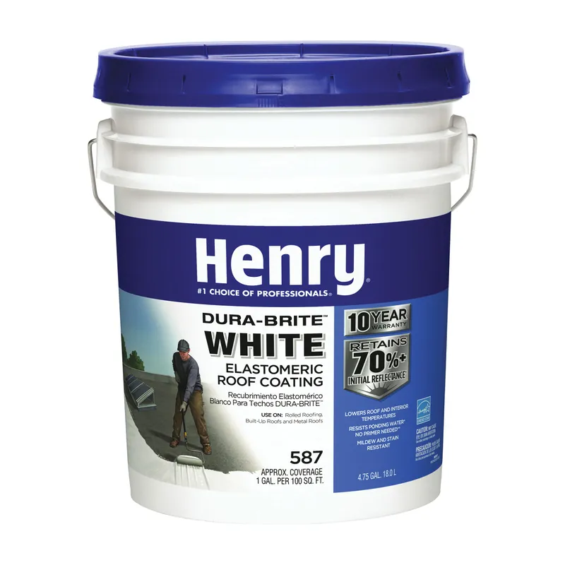 Henry HE587372 Elastomeric Roof Coating, White, 5 gal Pail, White Luxury