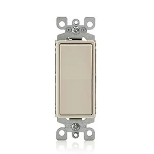 Time-Limited Leviton M36-05601-2TM Rocker Switch with Ground Screw, 15 A, 120/277 V, SPST, Lead Wire Terminal, Light Almond