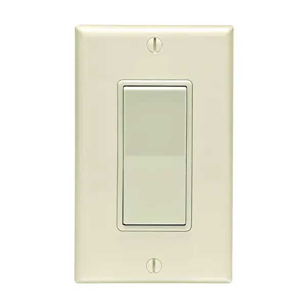 Shop Now Leviton C36-05671-02T Rocker Switch with Wallplate, 12 A, 120/277 V, SPST, Lead Wire Terminal, Light Almond