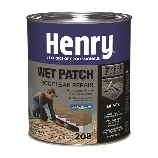 Henry HE208030 Roof Cement, Black, Liquid, 1 qt Can Fan Favorite