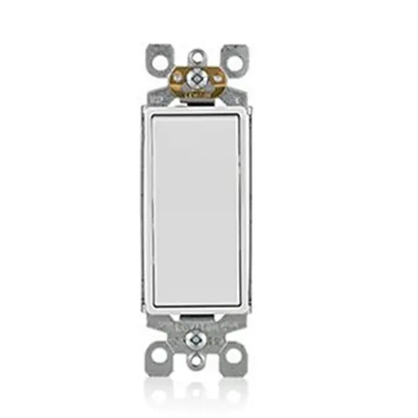 Handmade Leviton M32-05601-2WM Rocker Switch with Ground Screw, 15 A, 120/277 V, SPST, Lead Wire Terminal, White