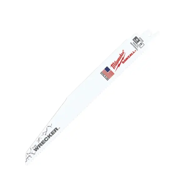 Free Delivery Milwaukee 48-00-5706 Reciprocating Saw Blade, 1 in W, 9 in L, 8 TPI, Bi-Metal Cutting Edge