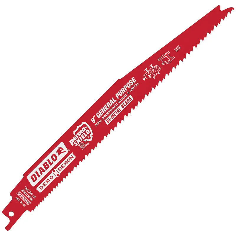 Diablo DS0914BGP5 Reciprocating Saw Blade, Bi-Metal, Applicable Materials: Metal, Plastic, Wood, 9 in L, 8/14 TPI Hot Picks