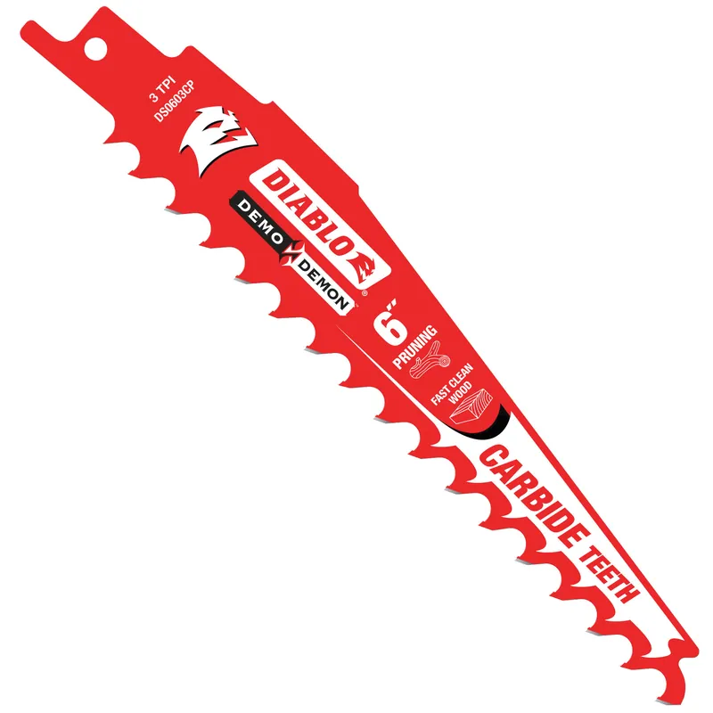 Diablo DS0603CP Series Reciprocating Saw Blade, Applicable Materials: Wood, 6 in L, 3 TPI, Carbide Cutting Edge, 1/PK New Arrival